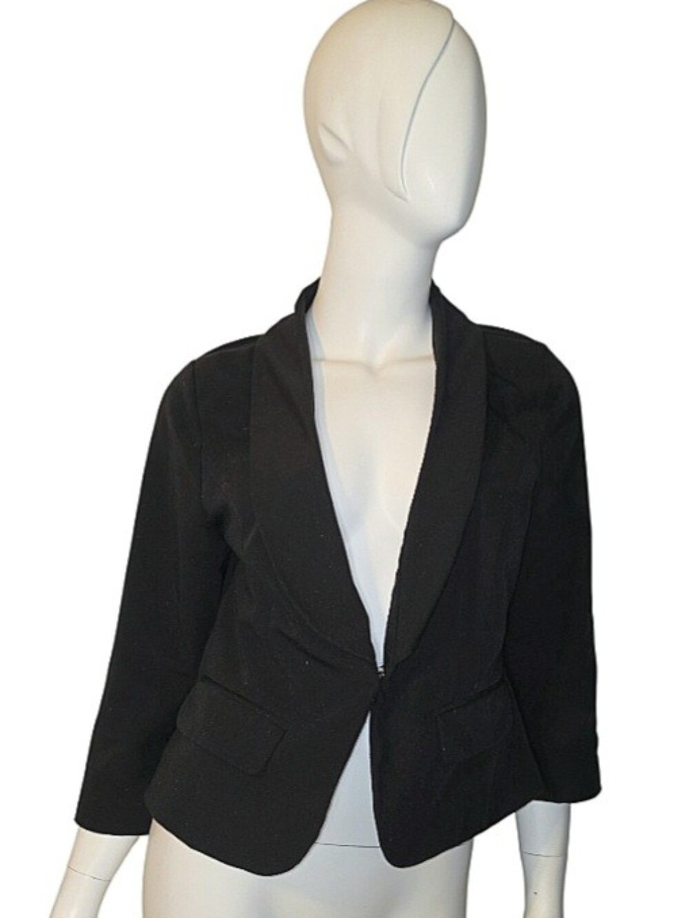 Love 21 Black Blazer 3/4 Sleeve With Striped Lining Size M
